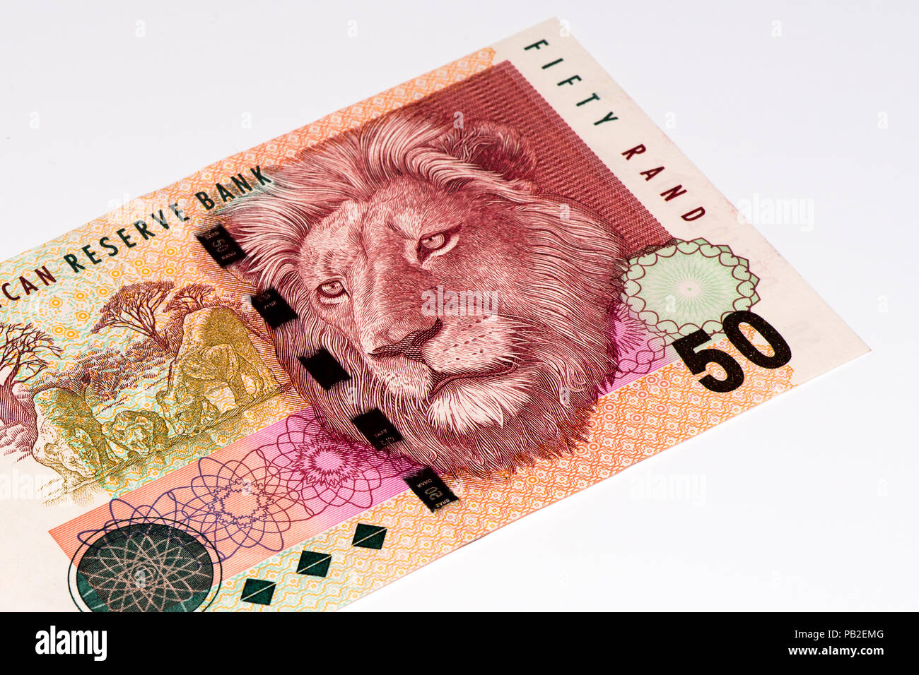 50 South African rands bank note. South African rands is the national currency of South Africa Stock Photo