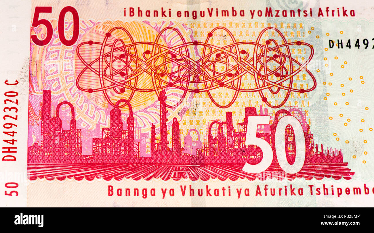 50 South African rands bank note. South African rands is the national currency of South Africa Stock Photo