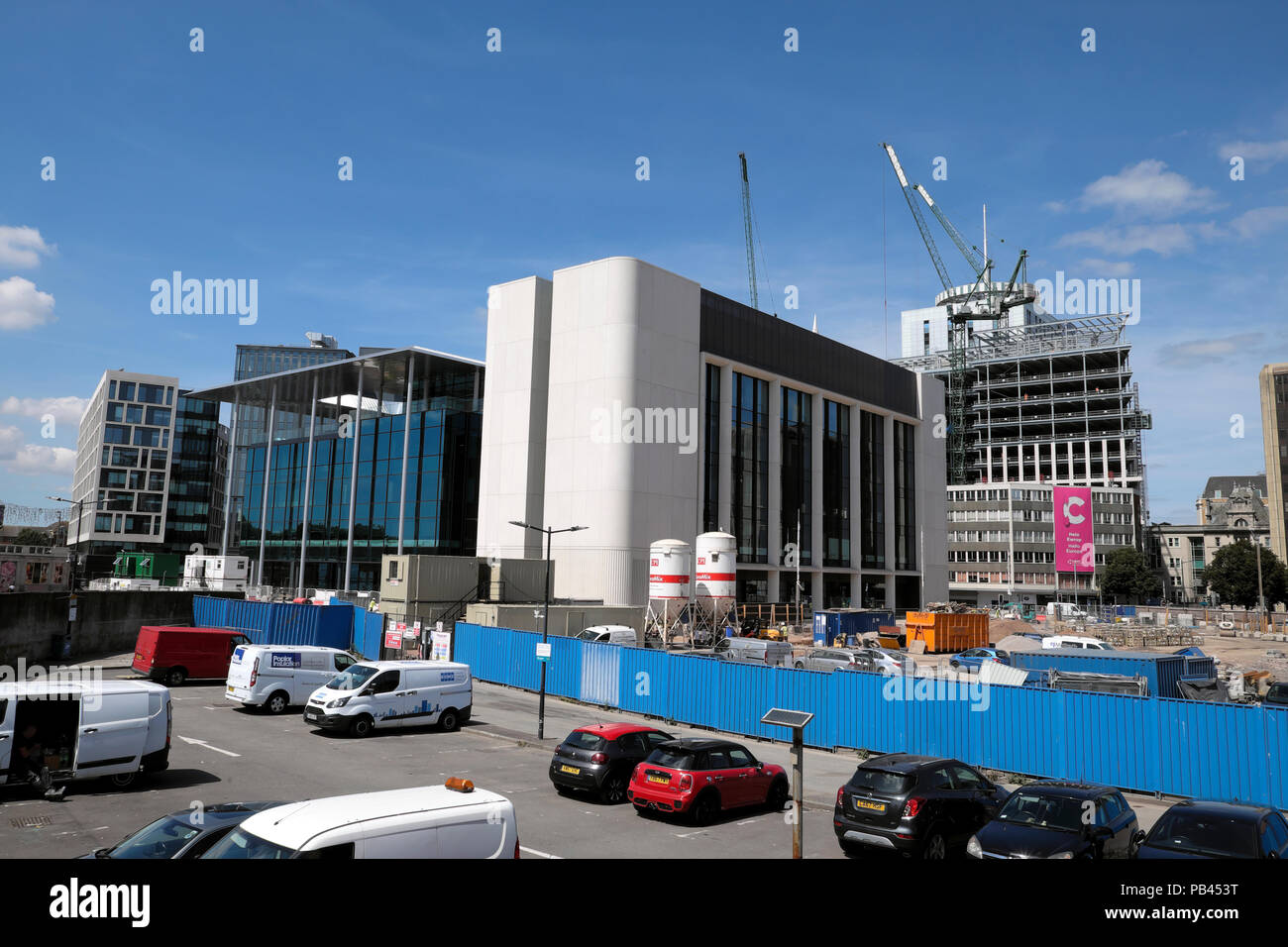 Norman Foster and Partners designed buildings under construction at Cardiff Central Square new development in Wales UK   KATHY DEWITT Stock Photo