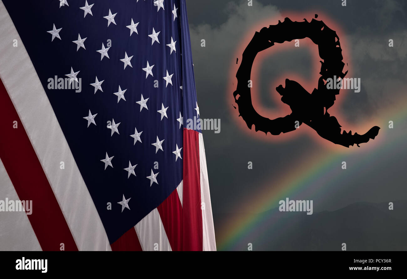 Q Anon deep state conspiracy concept Stock Photo