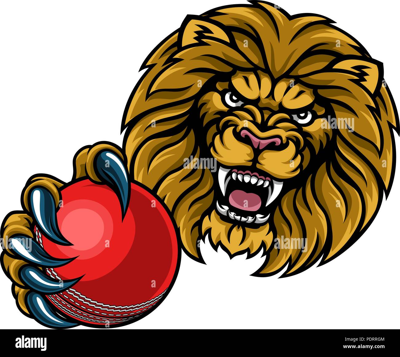 Lion Cricket Ball Sports Mascot Stock Vector