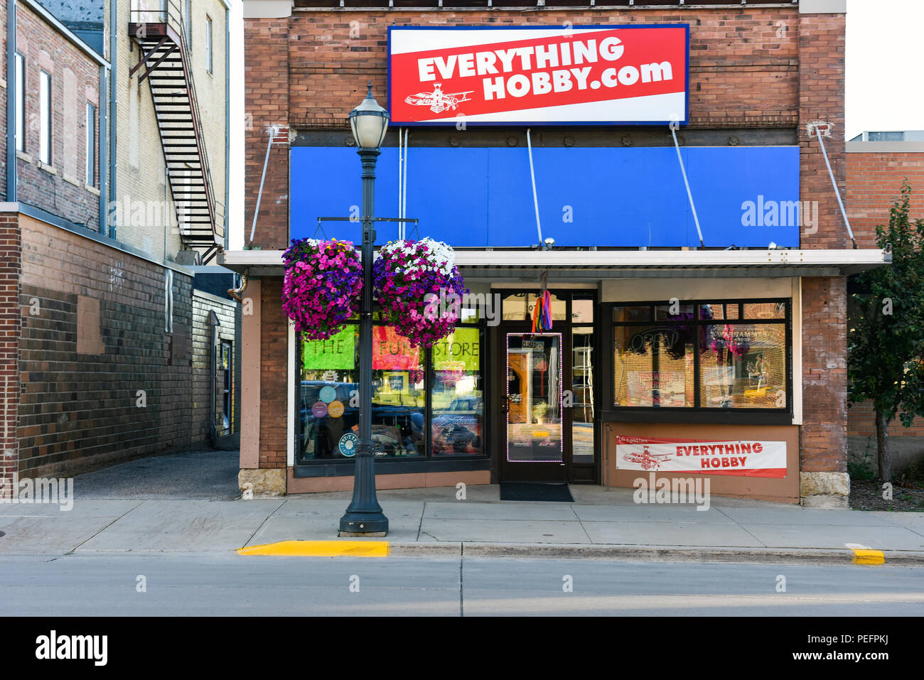 A hobby store on Main Street in Austin, Minnesota Stock Photo