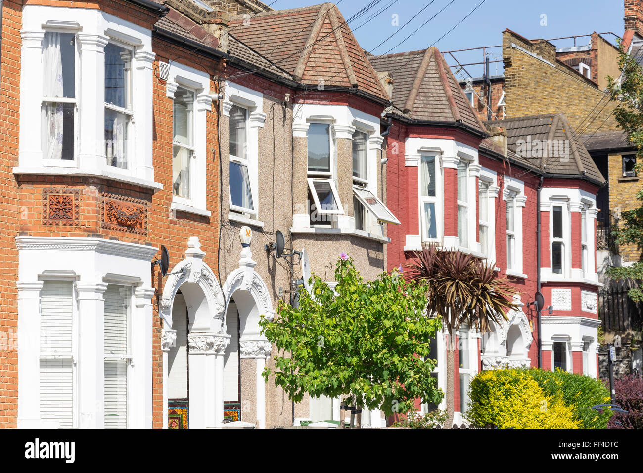 Terraced houses on Norfolk House Road, Streatham, London Borough of Wandsworth, Greater London, England, United Kingdom Stock Photo