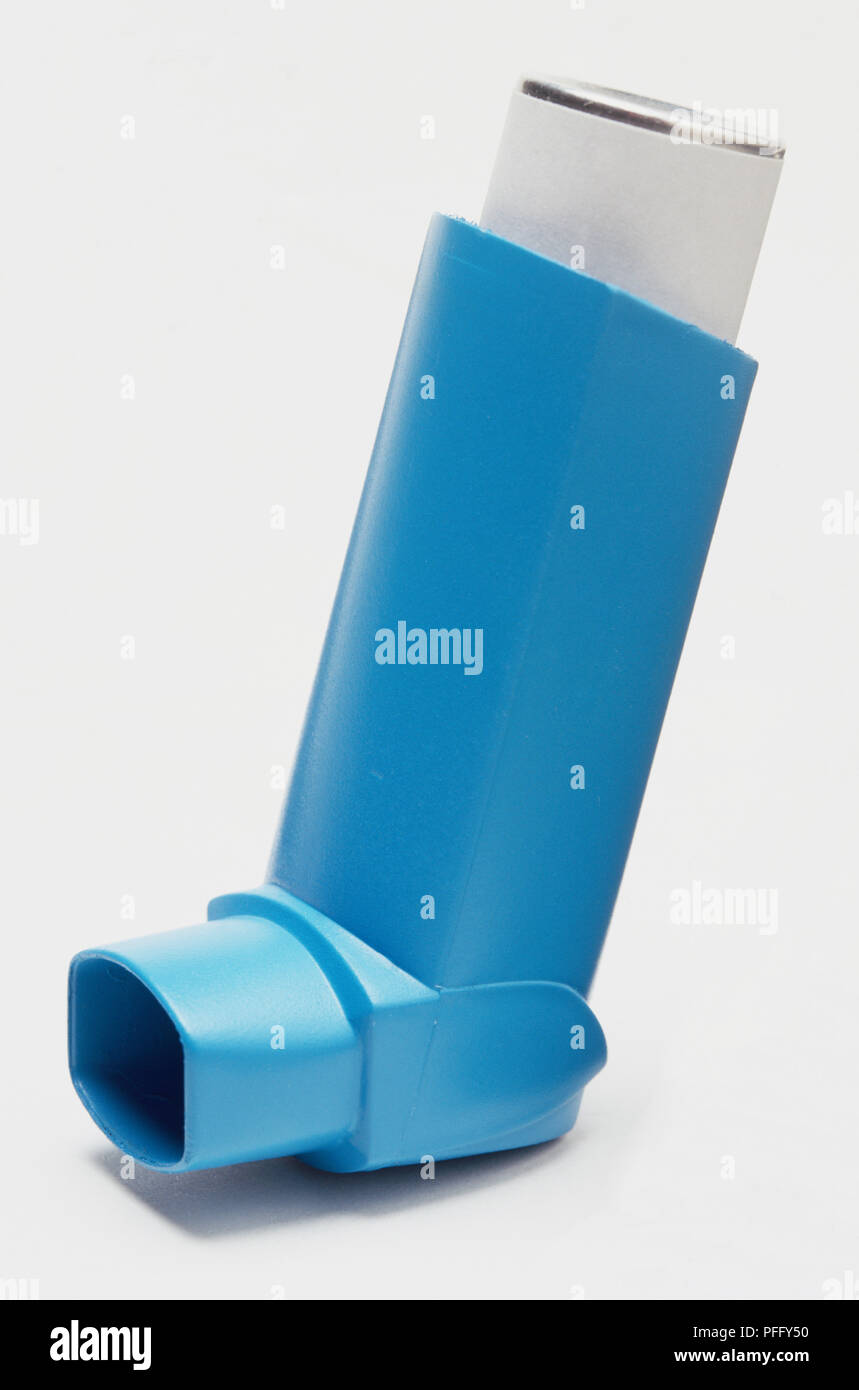 A blue inhaler Stock Photo - Alamy