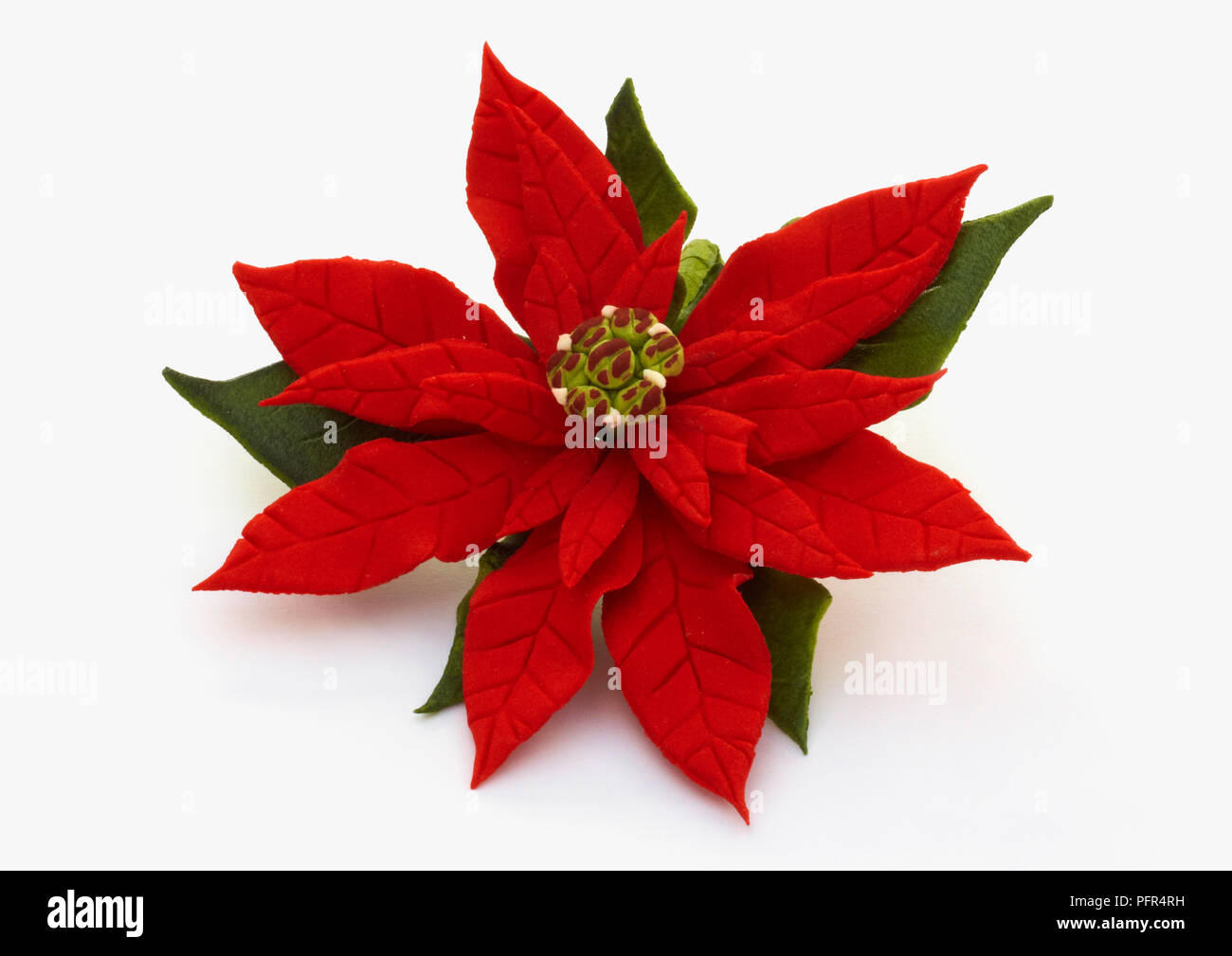 Poinsettia cake decoration, edible Stock Photo