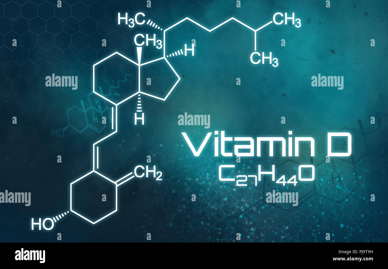 Chemical formula of Vitamin D Stock Photo