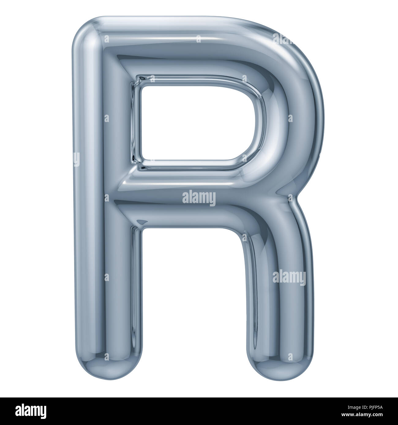 English metallic letter R, 3D rendering isolated on white background Stock Photo