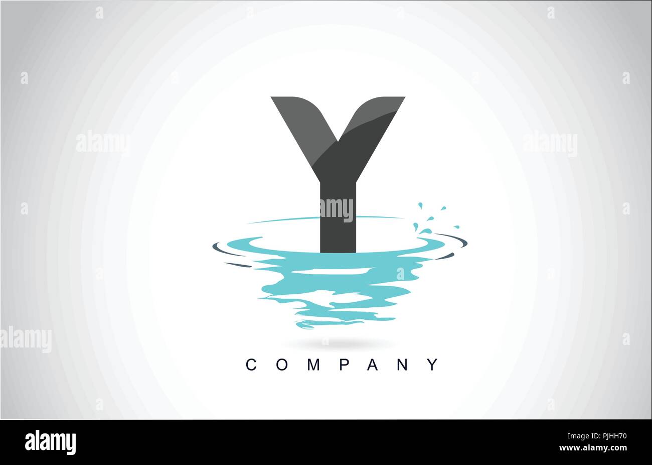 Y Letter Logo Design with Water Splash Ripples Drops Reflection Vector Icon Illustration. Stock Vector