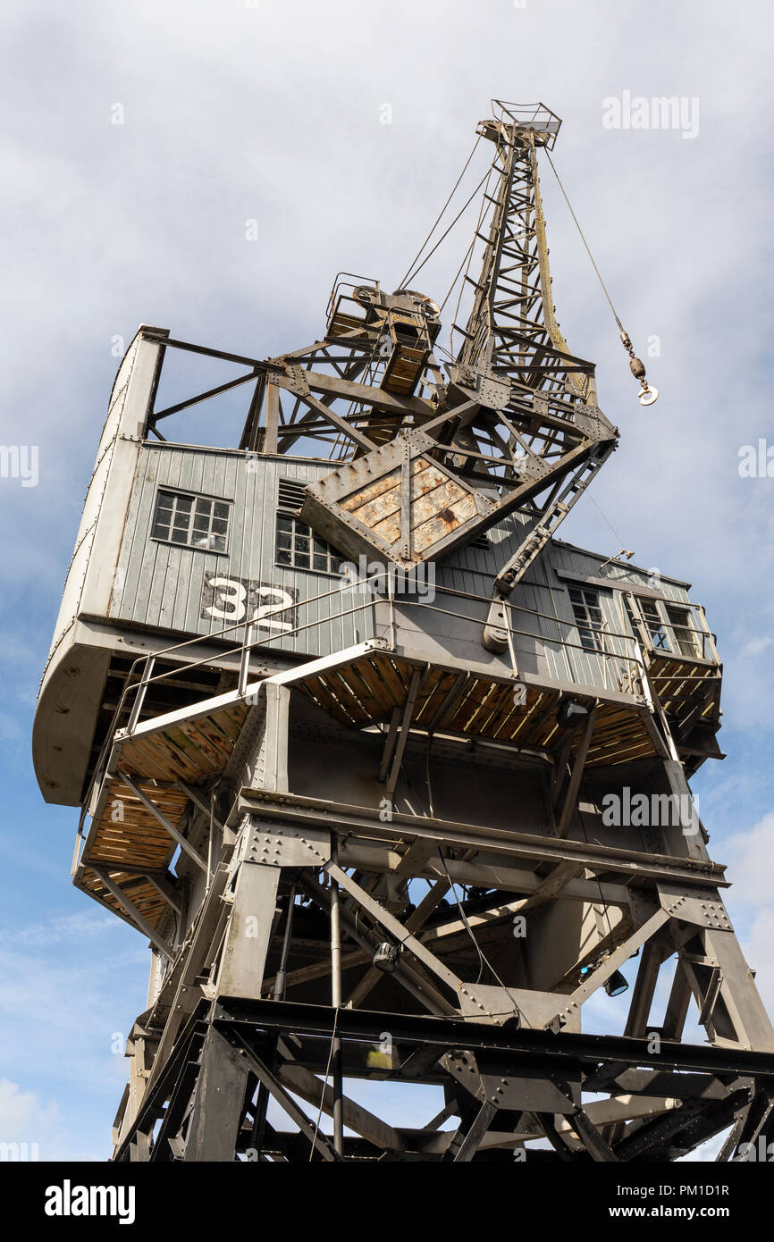 Close up of Bristol's dockside crane 32 at Bristol Harbourside, City of Bristol, England, UK Stock Photo