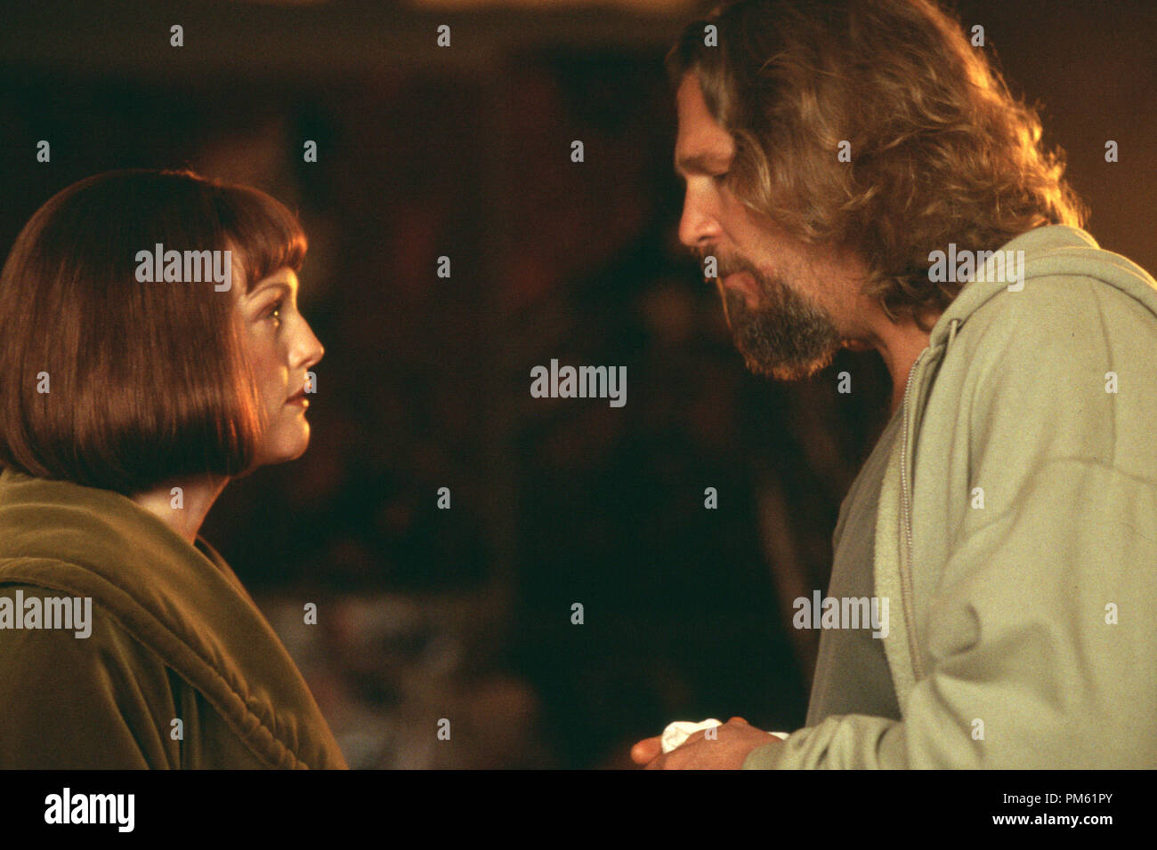 Film Still from 'The Big Lebowski' Julianne Moore, Jeff Bridges Stock Photo