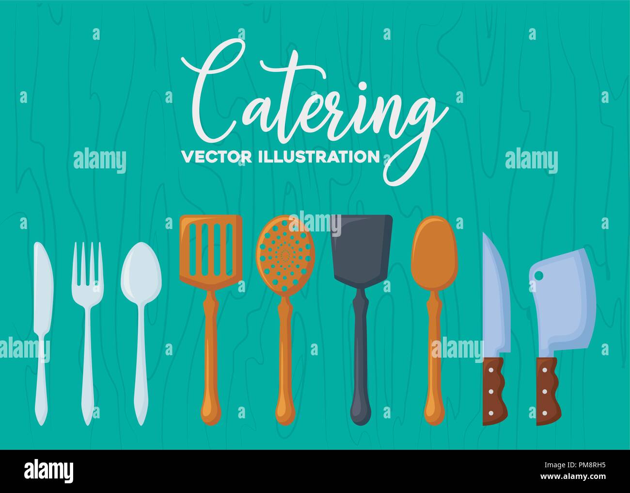 catering design with kitchen utensils over blue background, colorful  design. vector illustration Stock Vector Image & Art - Alamy