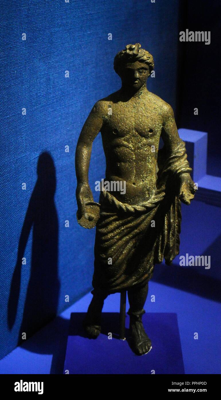 Roman protector god. 1st century AD. Bronze.  Swedish History Museum. Stockholm. Sweden. Stock Photo