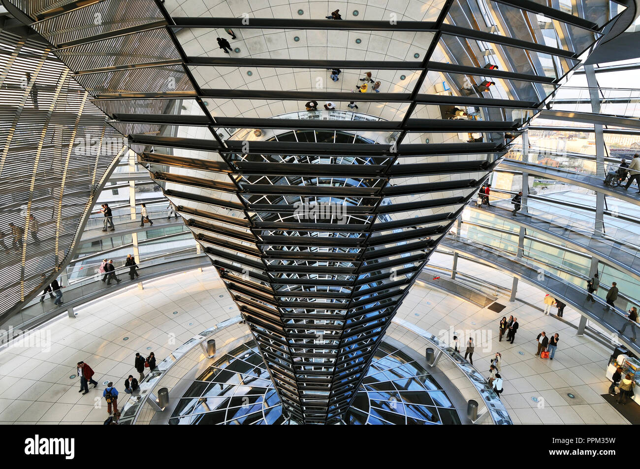 Dome of the Reichstag Parliament Building. This Palace with the crystal panoramic dome (Norman Foster architect), is the headquarter of German Parliam Stock Photo