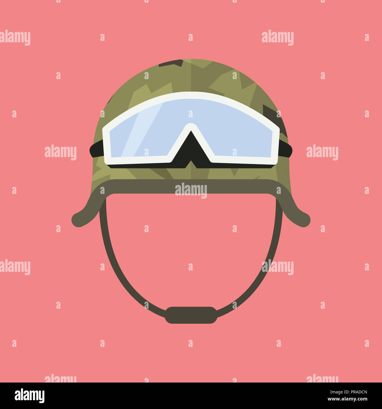 Military metal helmet with goggles . Vector illustration Stock Vector