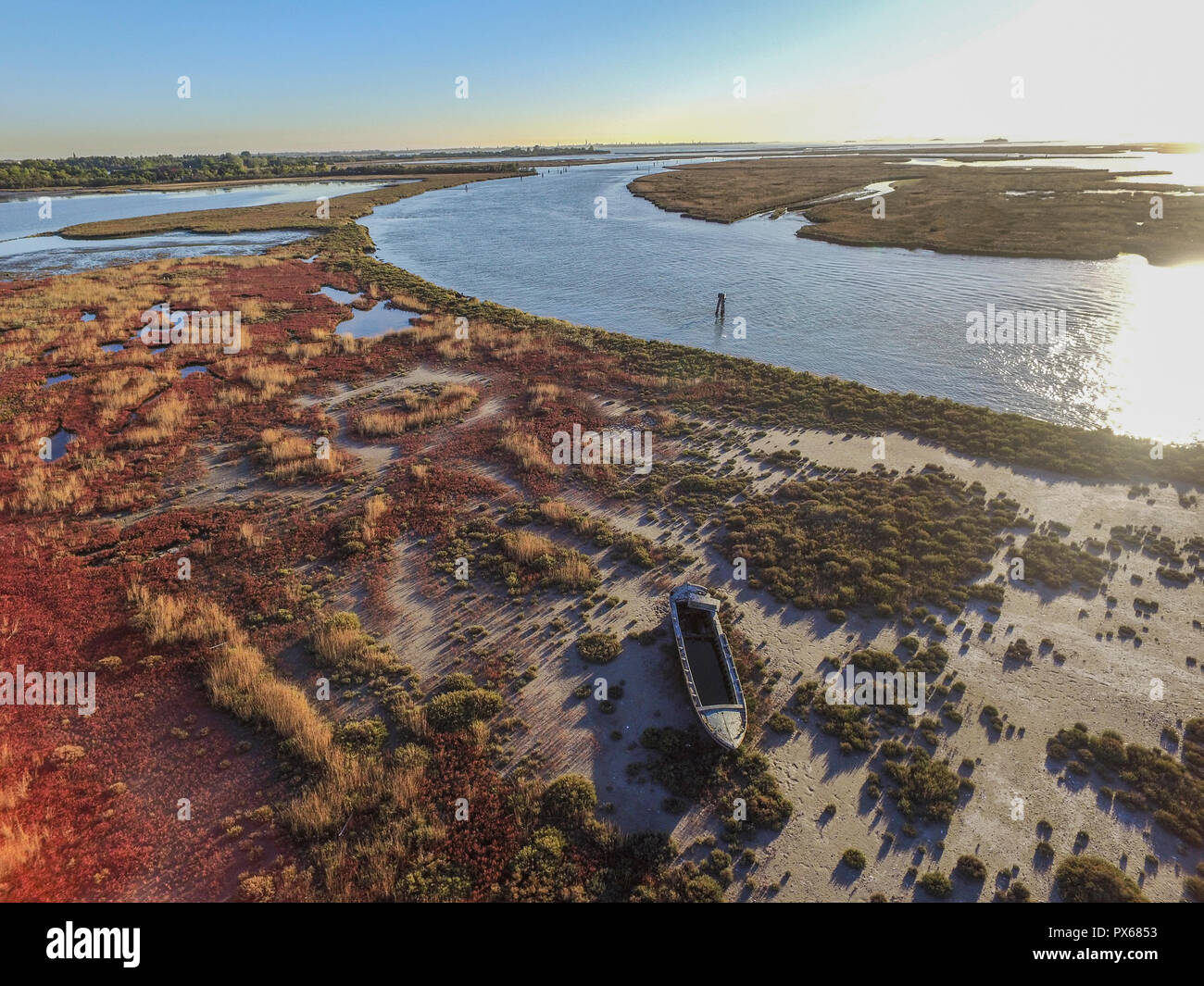 Aerial view of the Venice lagoon Stock Photo