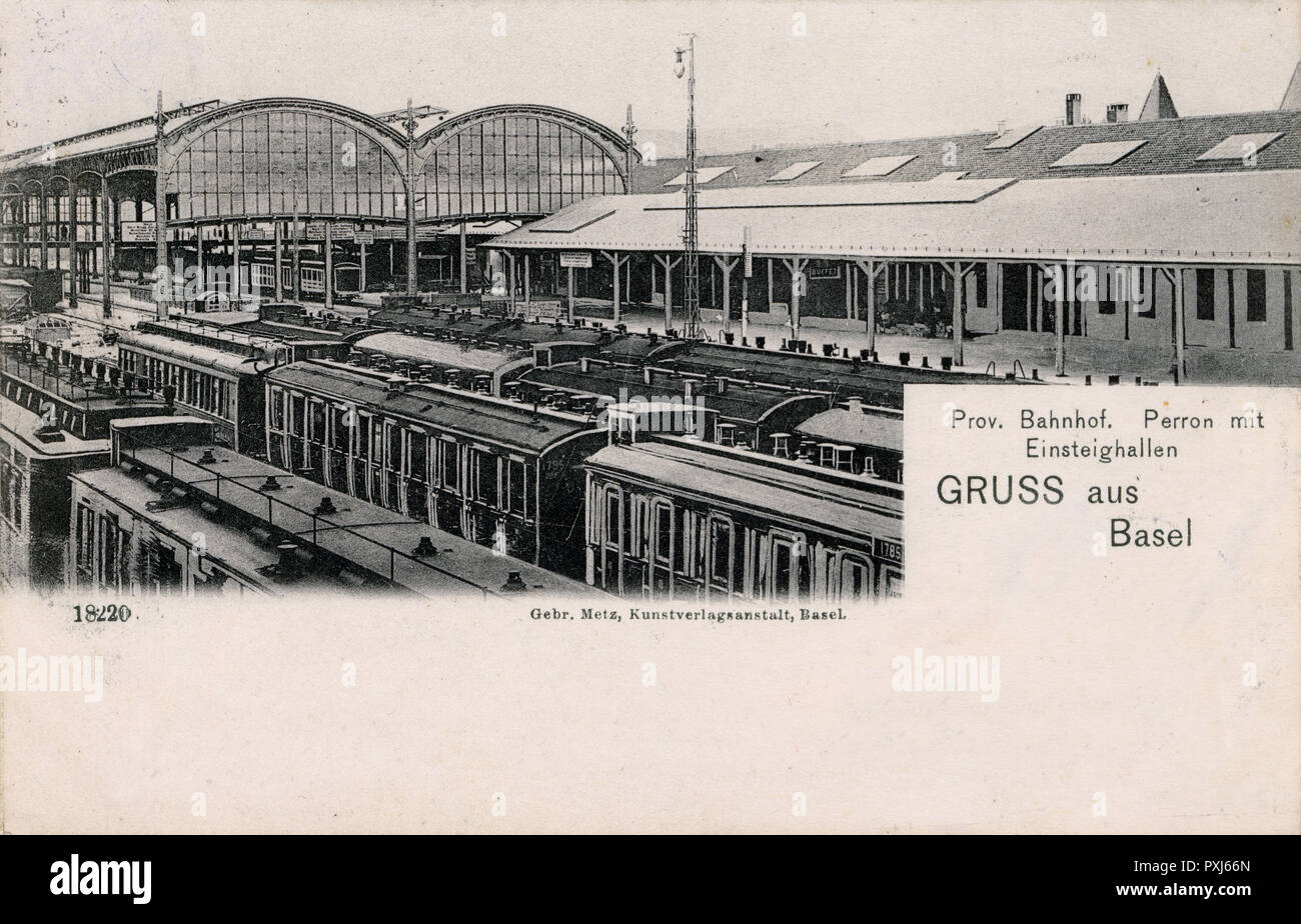 Platforms and terminal Building - Basel Station, Switzerland Stock Photo