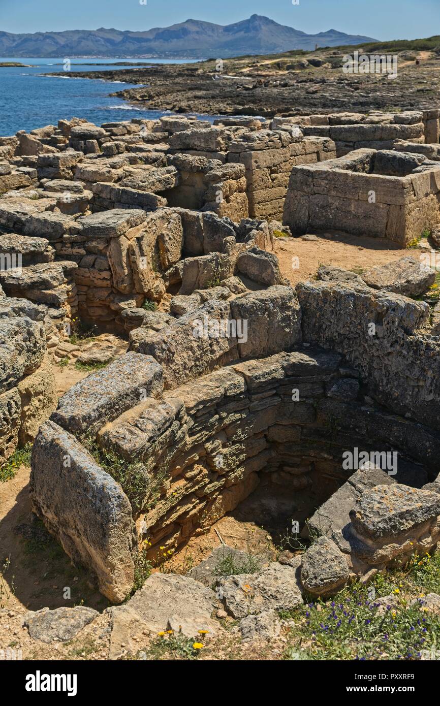 Archaeological site, Necropolis Son Real Stock Photo