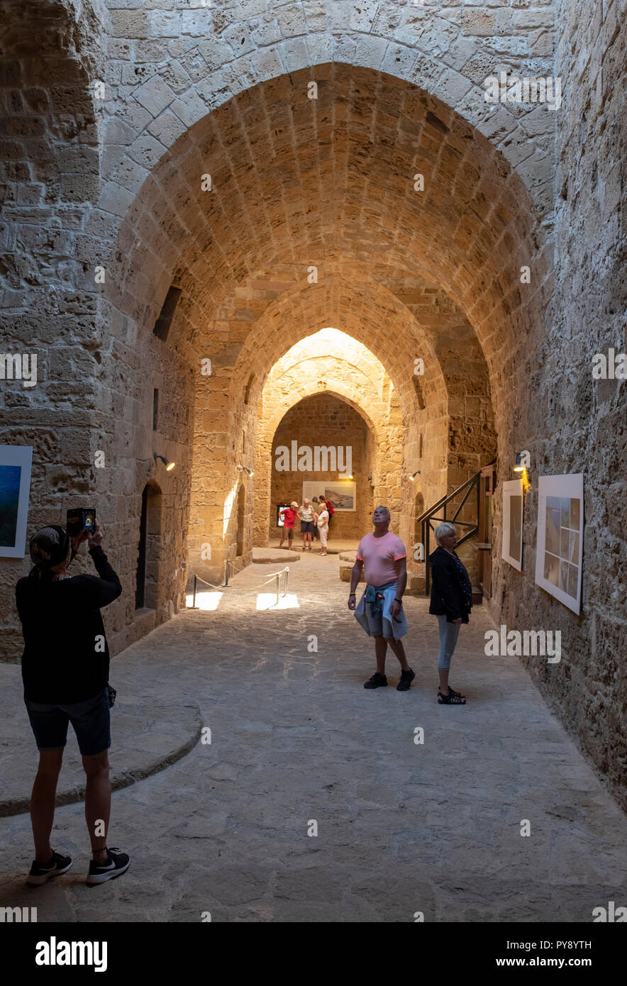 Interior view of Paphos Castle, Paphos, Cyprus, Eastern Mediterranean Sea Stock Photo