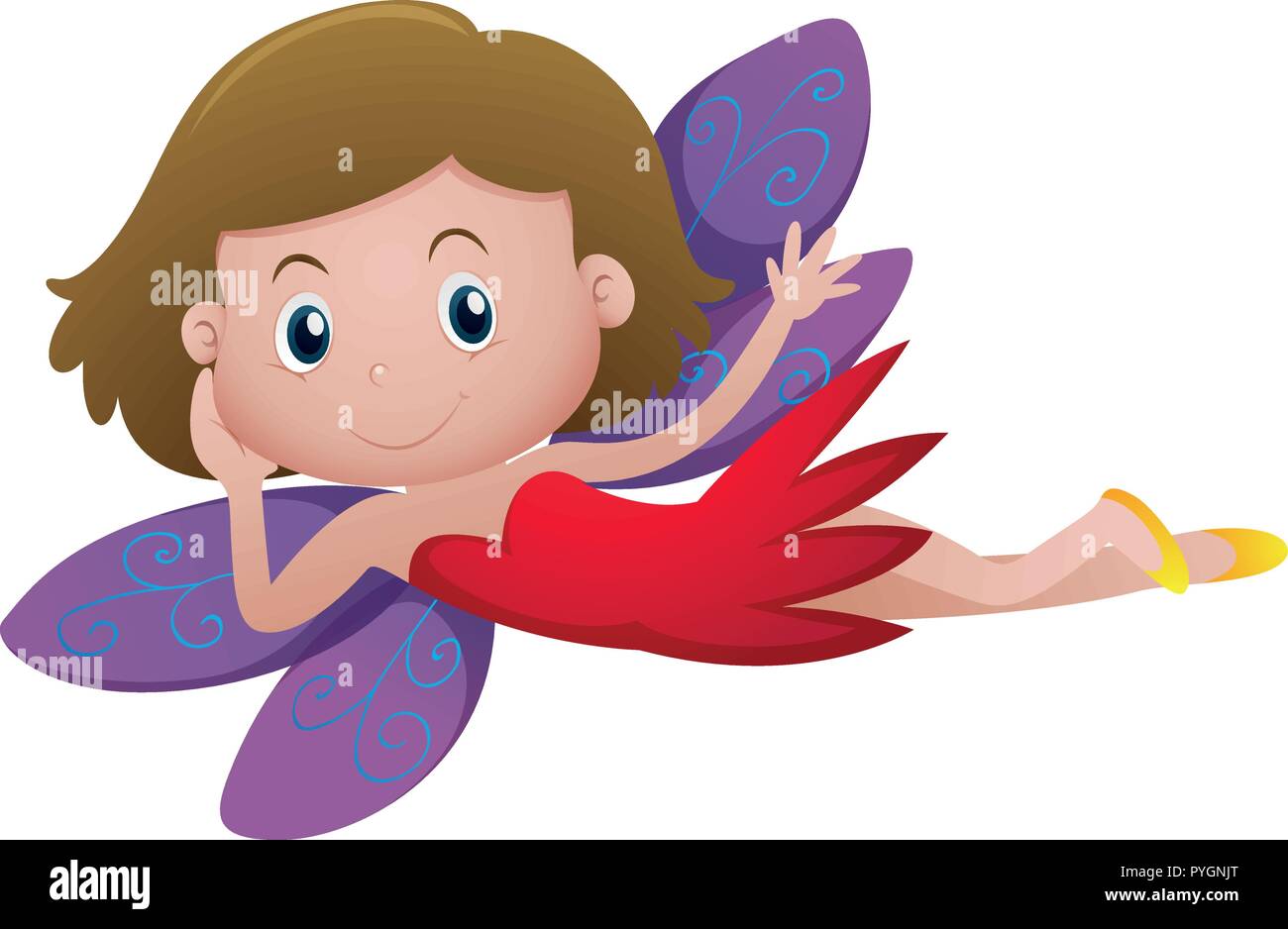 Fairy with purple wings illustration Stock Vector