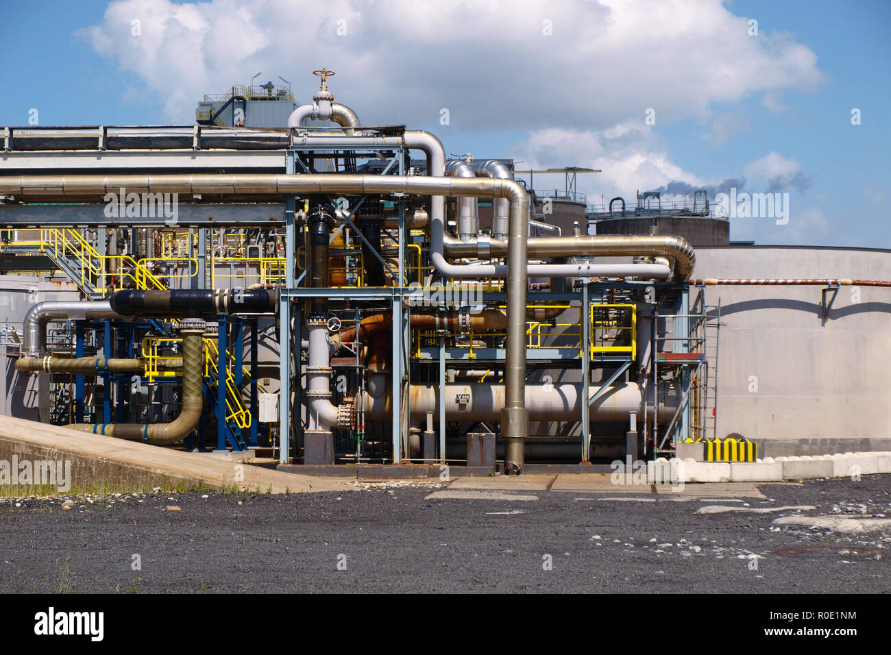 Detail of the pipes of a chemical plant Stock Photo