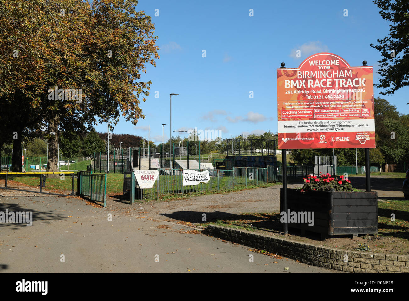 The entrance to the Birmingham BMX Race Track, located in Birmingham city, England, United Kingdom. Stock Photo