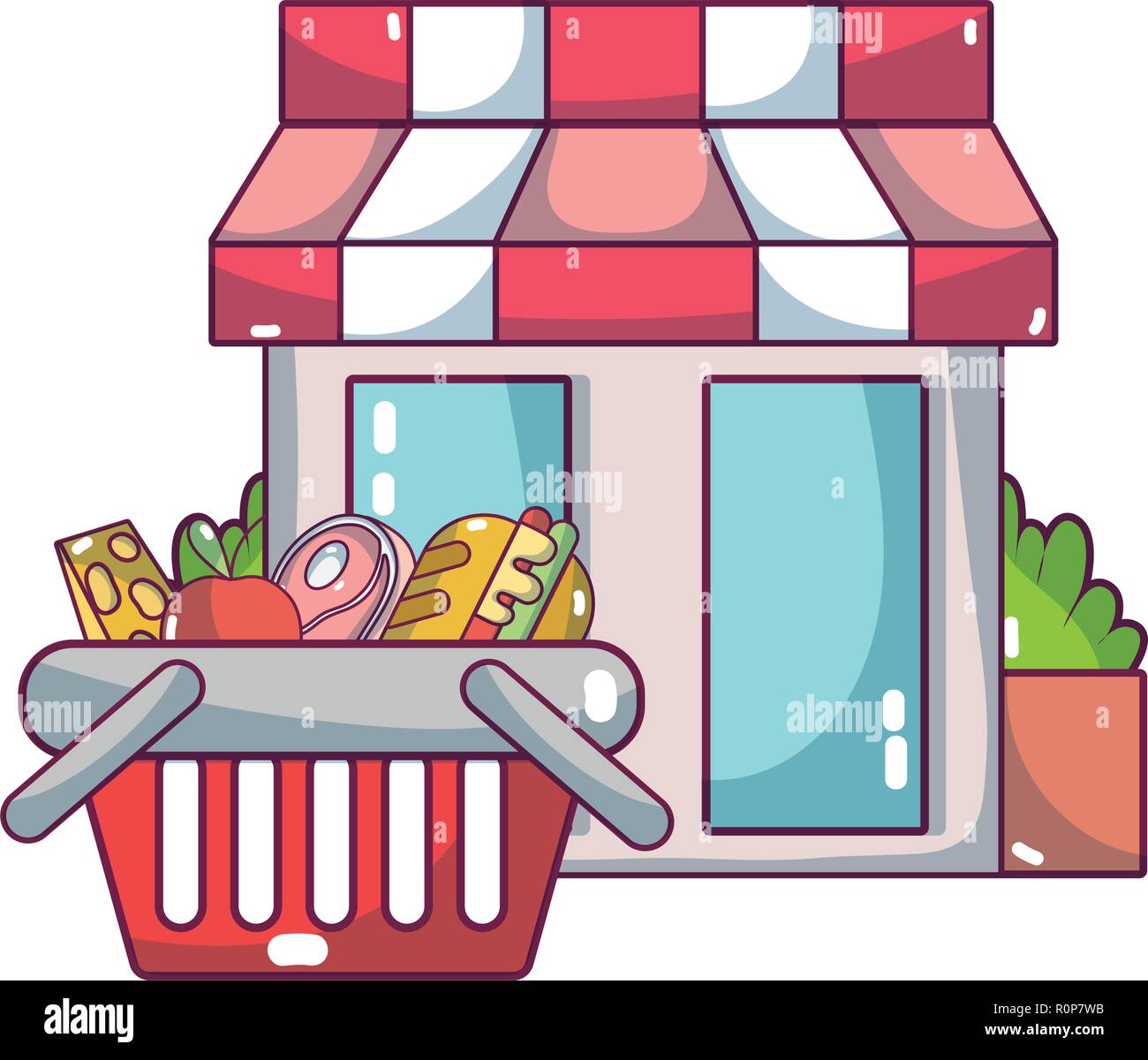 supermarket grocery products cartoon Stock Vector