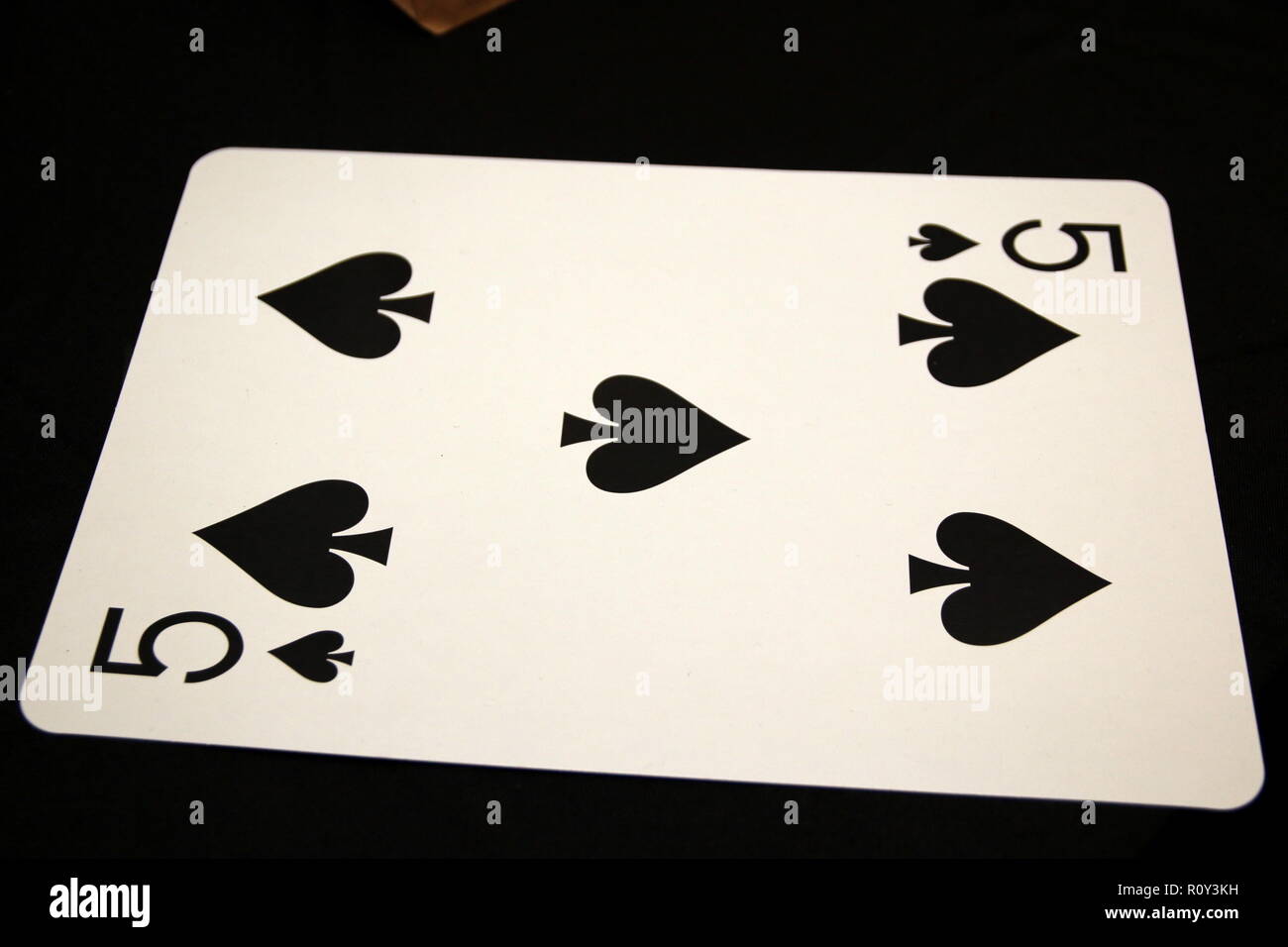 5 of Spades from the deck of 52 cards. Stock Photo