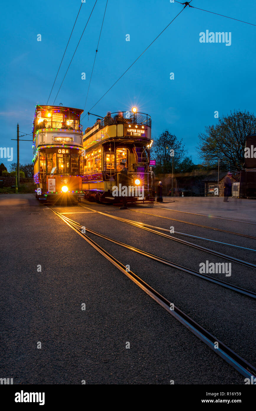 One of a set of images taken during a special open evening at Crich Tramway Village, Derbyshire, UK Stock Photo