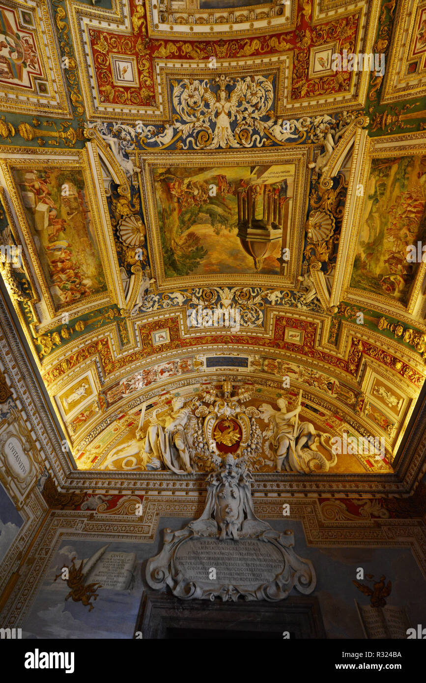 Exquisite Ceiling art in the Vatican museum. Stock Photo