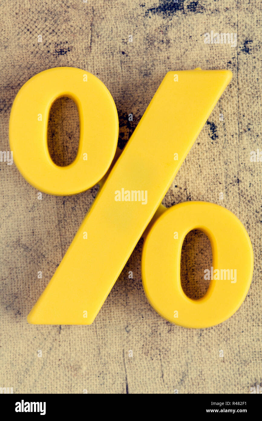 Yellow percentage sign Stock Photo