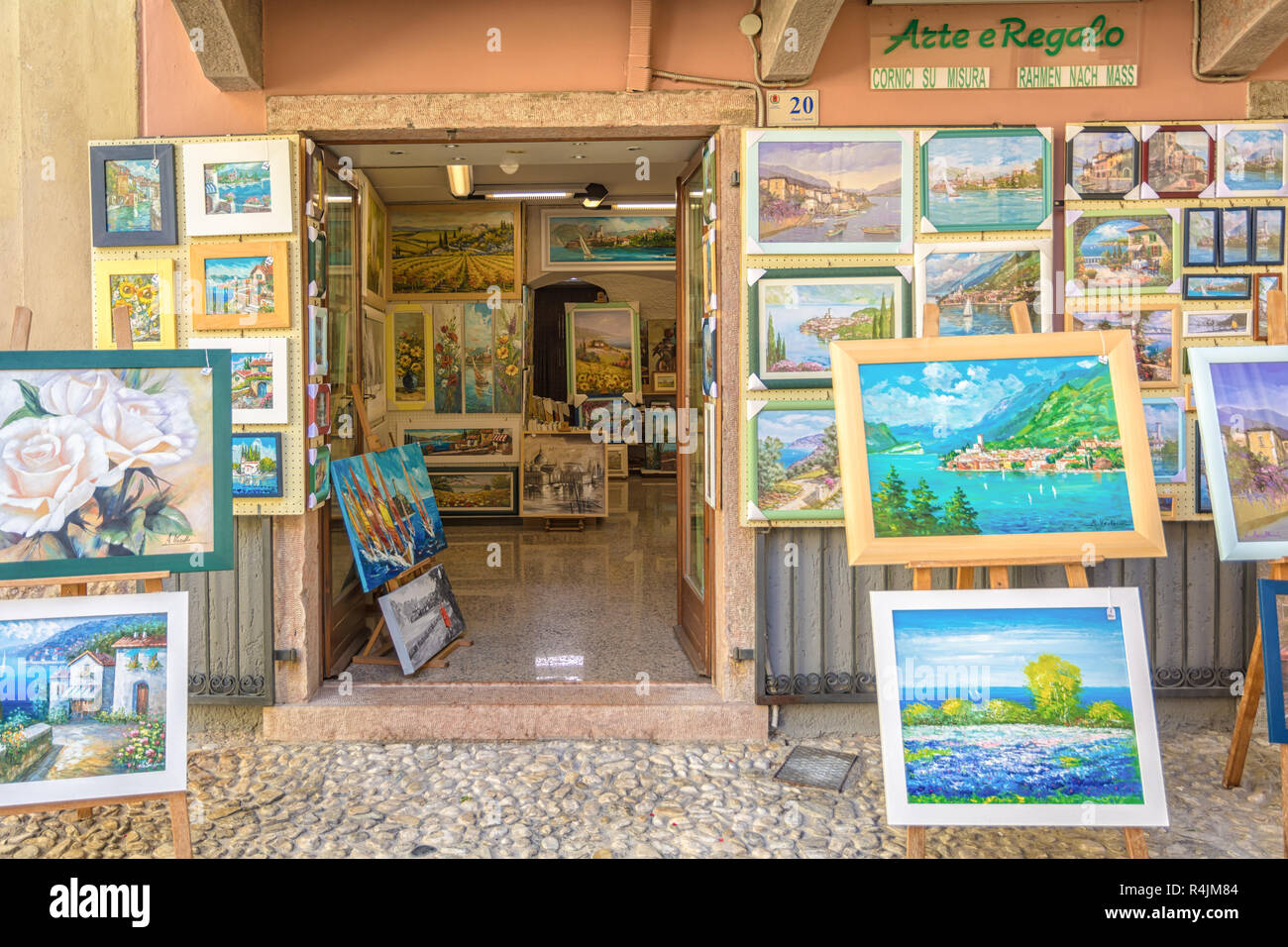 Atelier in the little medieval village of Malcesine. It is one of the most characteristic towns of Lake Garda in Verona Province, italy Stock Photo