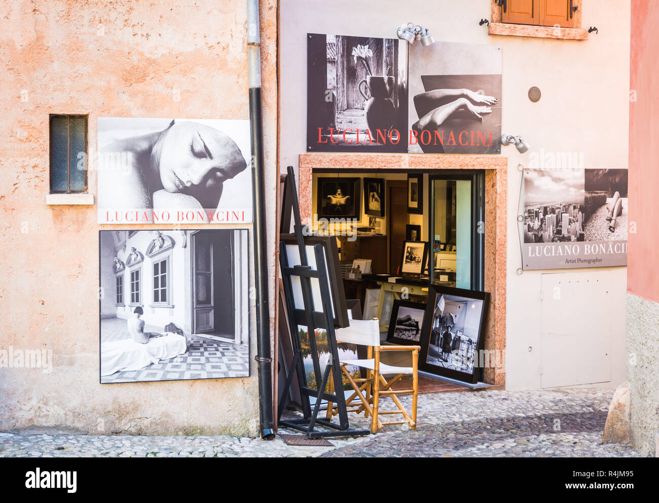 Atelier in the little medieval village of Malcesine. It is one of the most characteristic towns of Lake Garda in Verona Province, italy Stock Photo