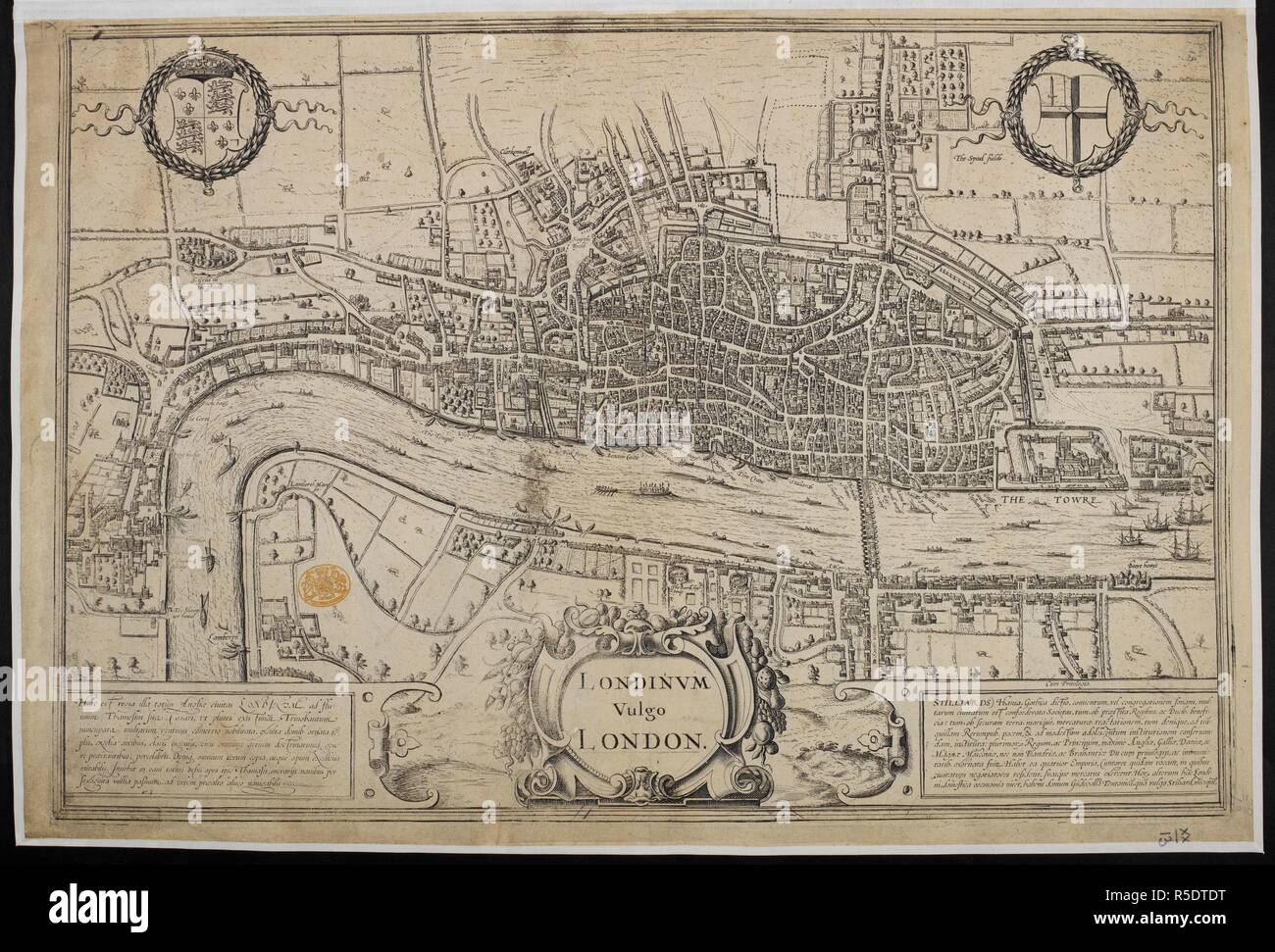 Map of London. Londinum feracissimi Angliae Regni Metropolis. 1600. Source: Maps.K.Top.20.13. Stock Photo