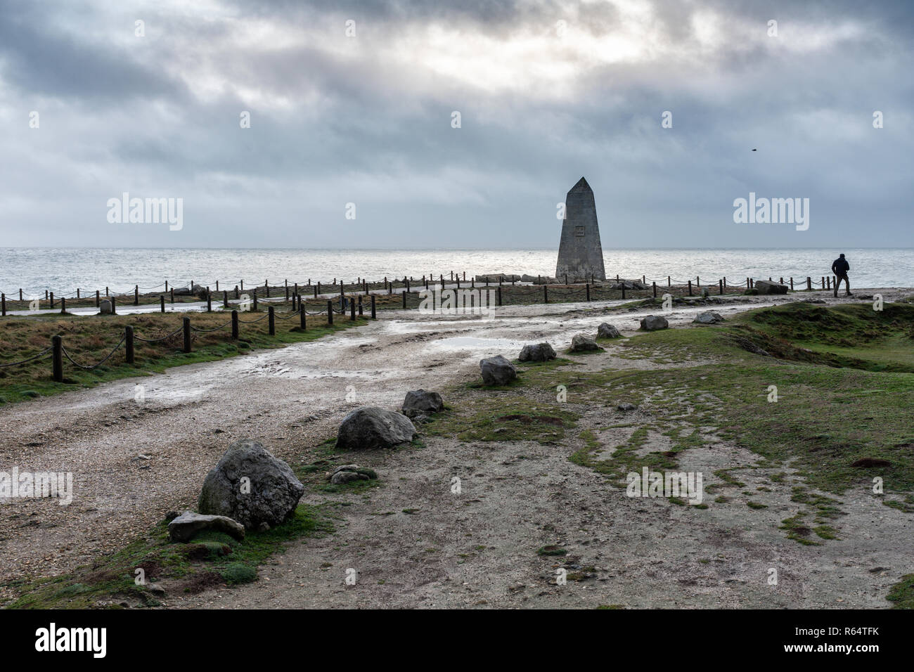 Trinity House Obelisk, Portland Bill, Dorset, England. Stock Photo