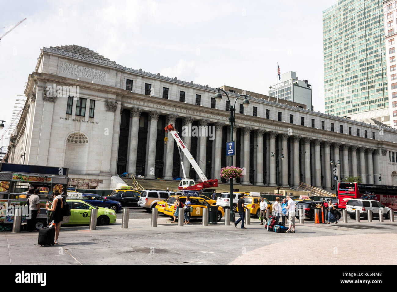 New York City. The Corinthian colonnade of the James A. Farley Building, formerly the General Post Office Building, a major landmark of Manhattan Stock Photo