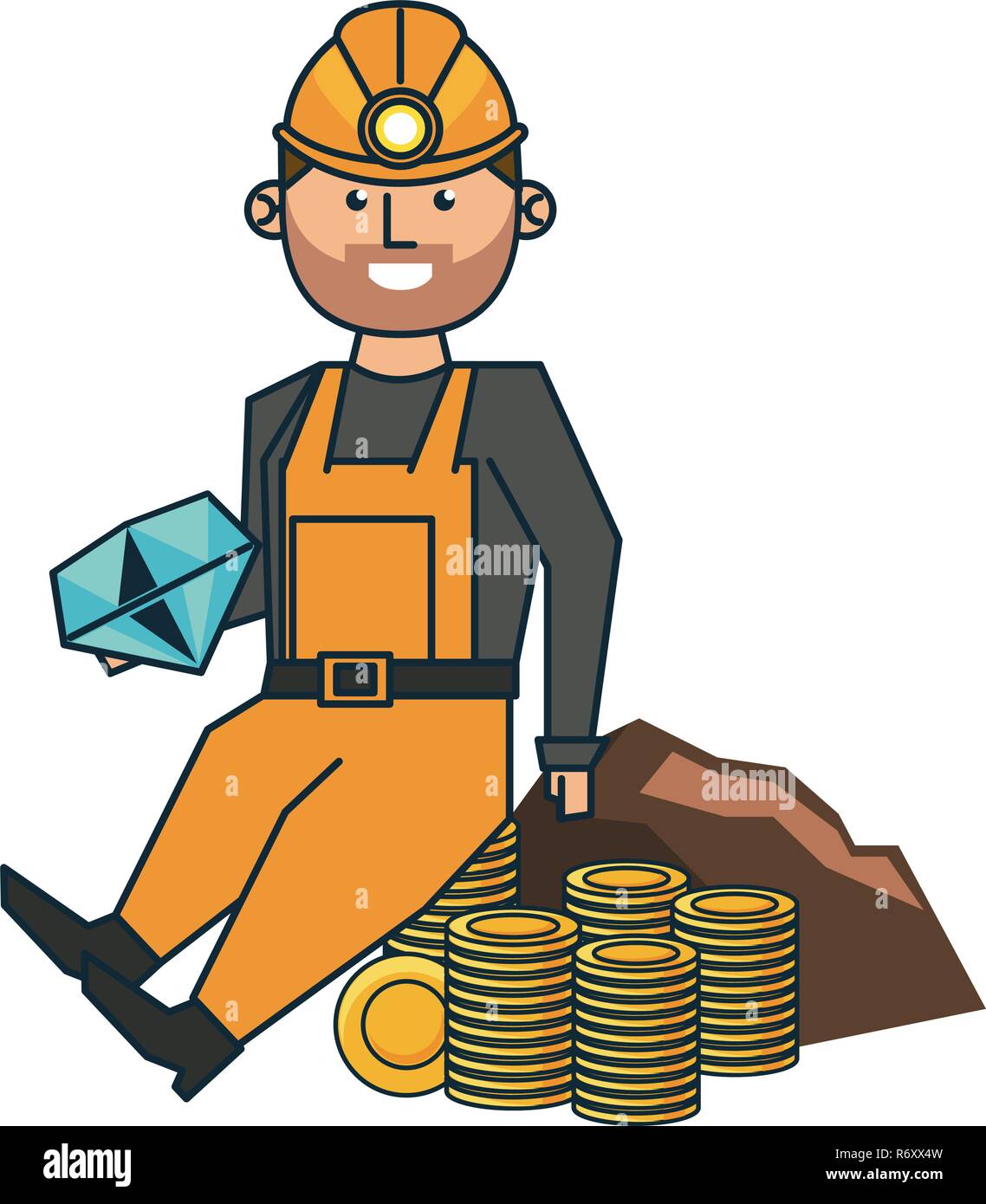 Mining and worker cartoon Stock Vector