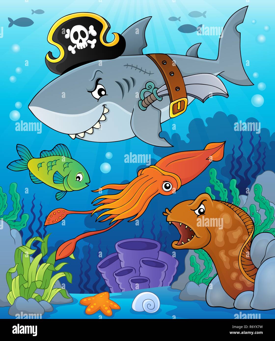 Pirate shark topic image 7 Stock Photo