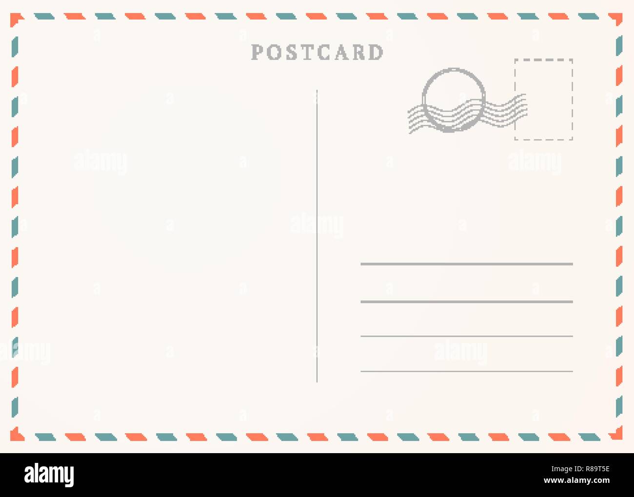 Vintage postcard template. Postal card illustration for design. Stock Vector