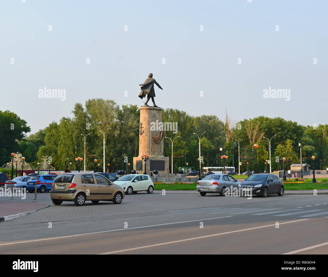 Lipetsk RUSSIA-05.08.2015. Monument to Peter the Great is one of the main attractions of the city of Lipetsk Stock Photo