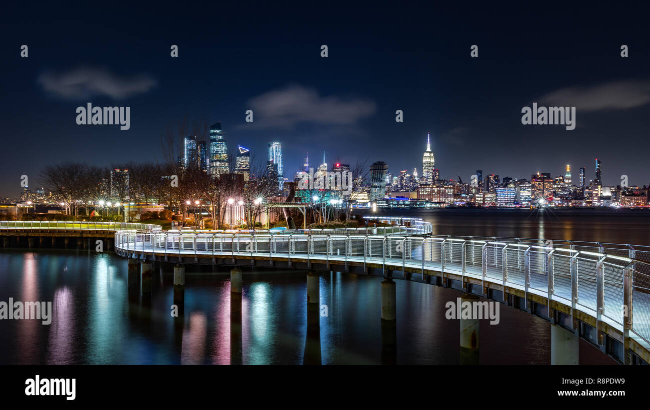 Pier C park in Hoboken, New Jersey Stock Photo