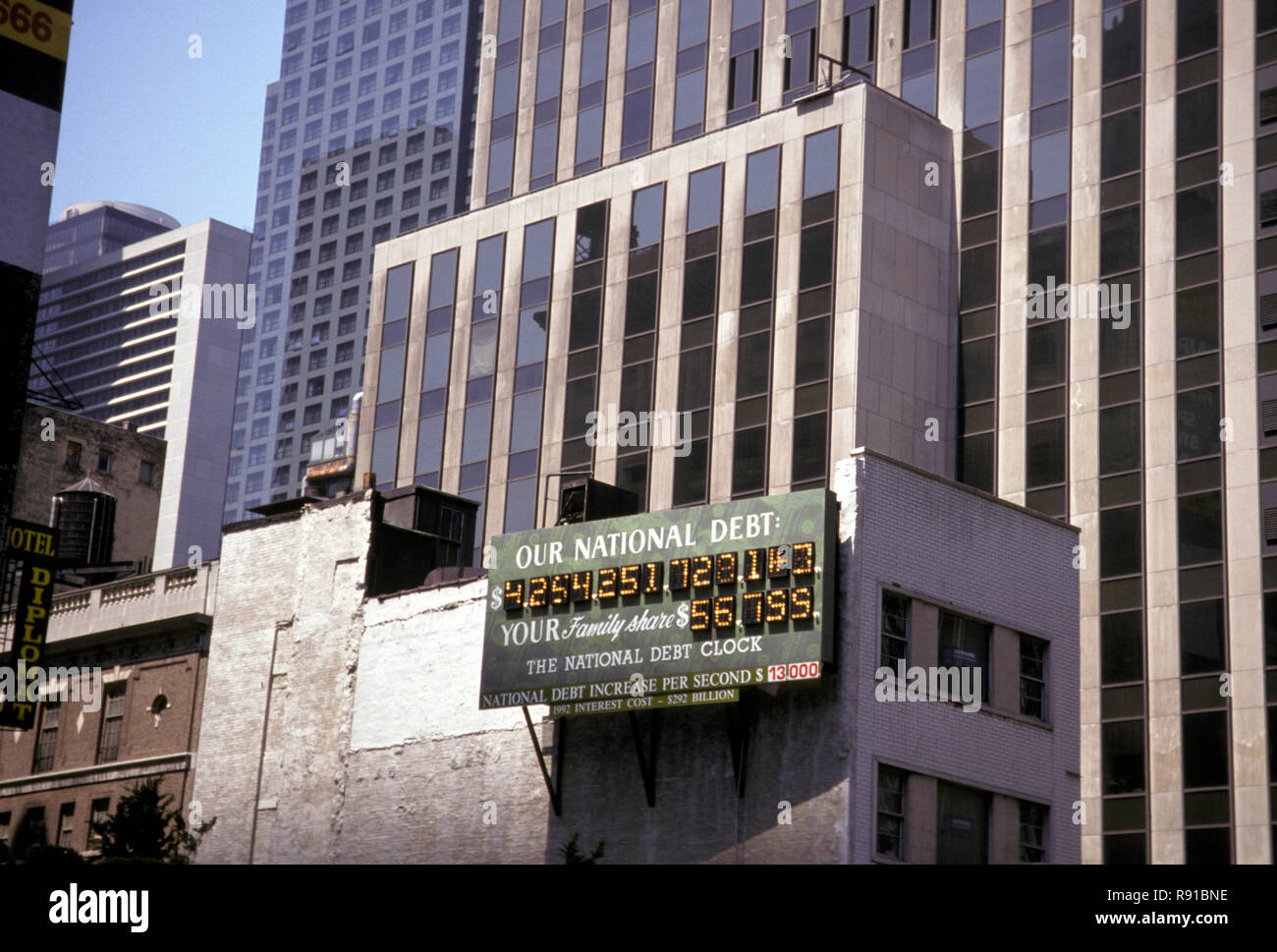 NOT 923250 USA NEW YORK CITY National Debt Clock at 42nd Street & 6th Avenue now removed Stock Photo