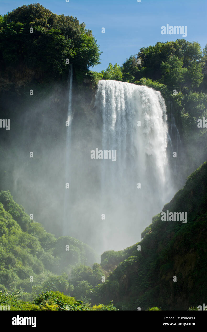 Marmore falls, Cascata delle Marmore, in Umbria, Italy. The tallest man-made waterfall in the world. Stock Photo