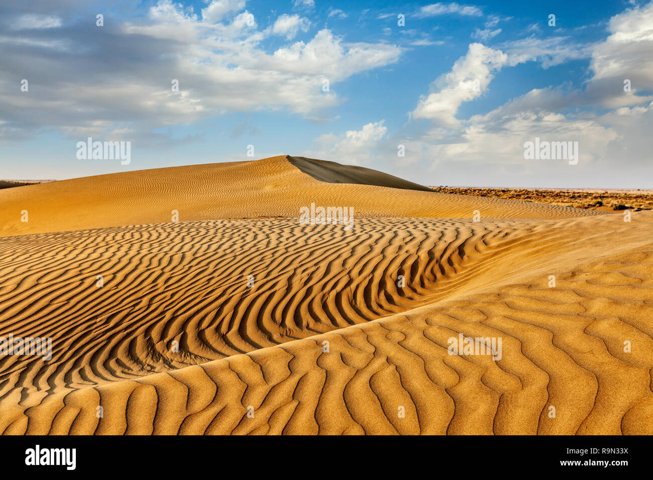 Sand dunes in desert Stock Photo