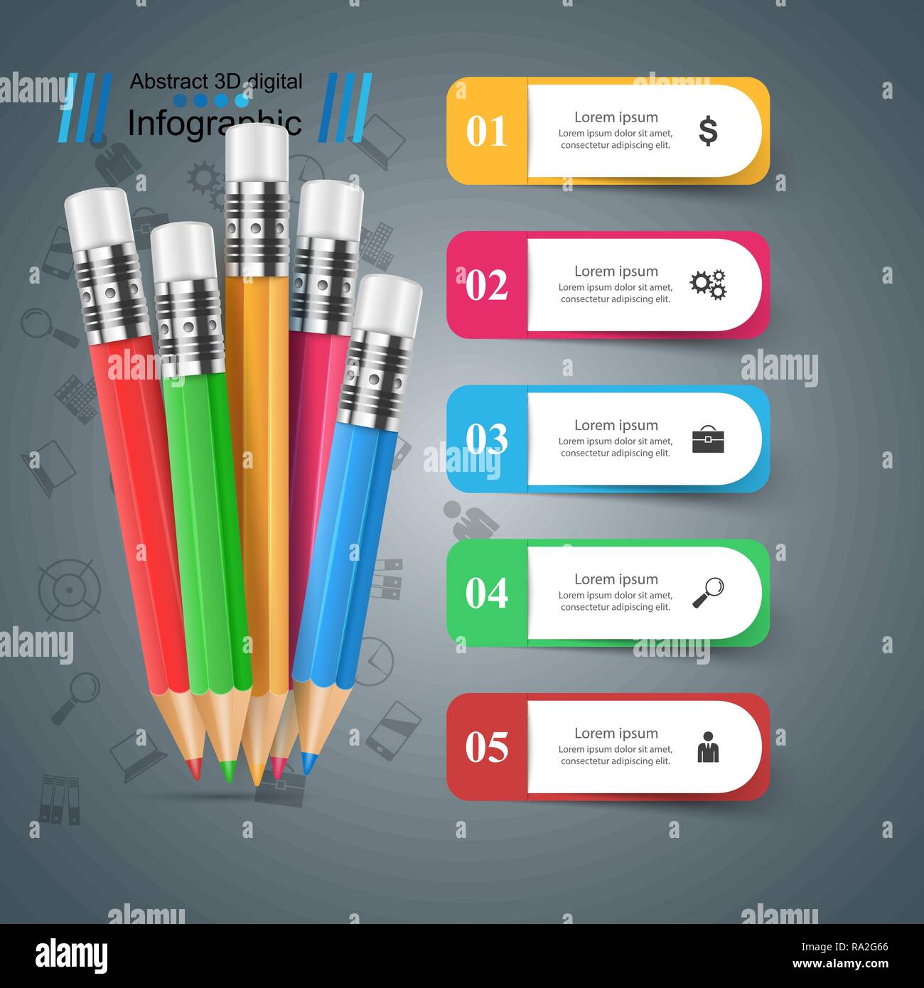 Pencil, education icon. Business infographic. Stock Vector