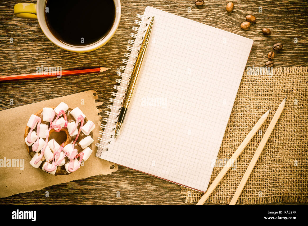 Coffee break with snack Stock Photo