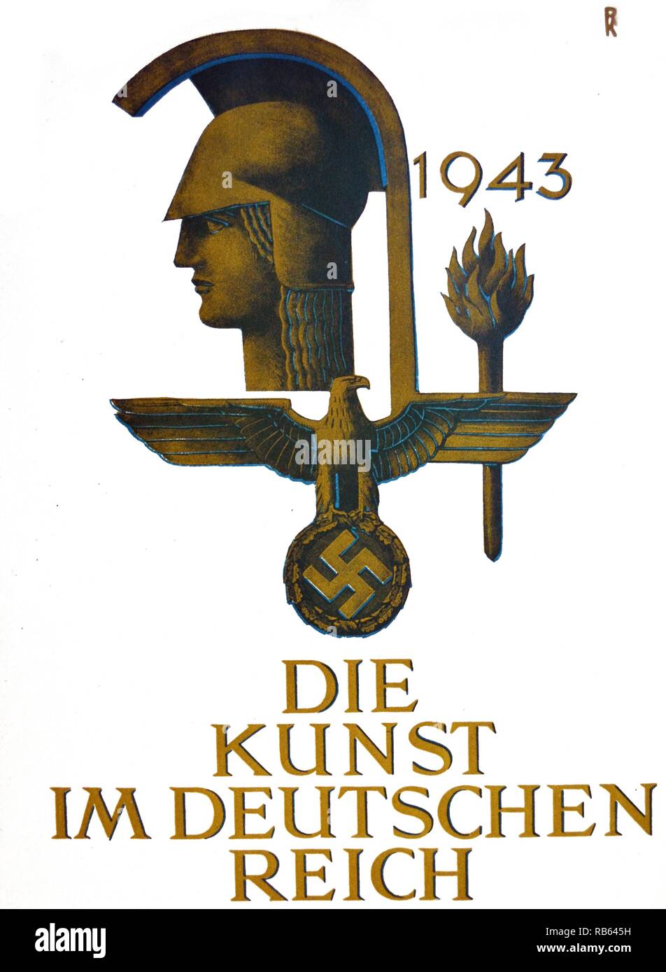 1943 Cover graphics of 'Die Kunst im deutschen Reich' (Art in the German Reich) was first published in January 1937 by Gauleiter Adolf Wagnerand later issued under the direction Adolf Hitler himself. Stock Photo