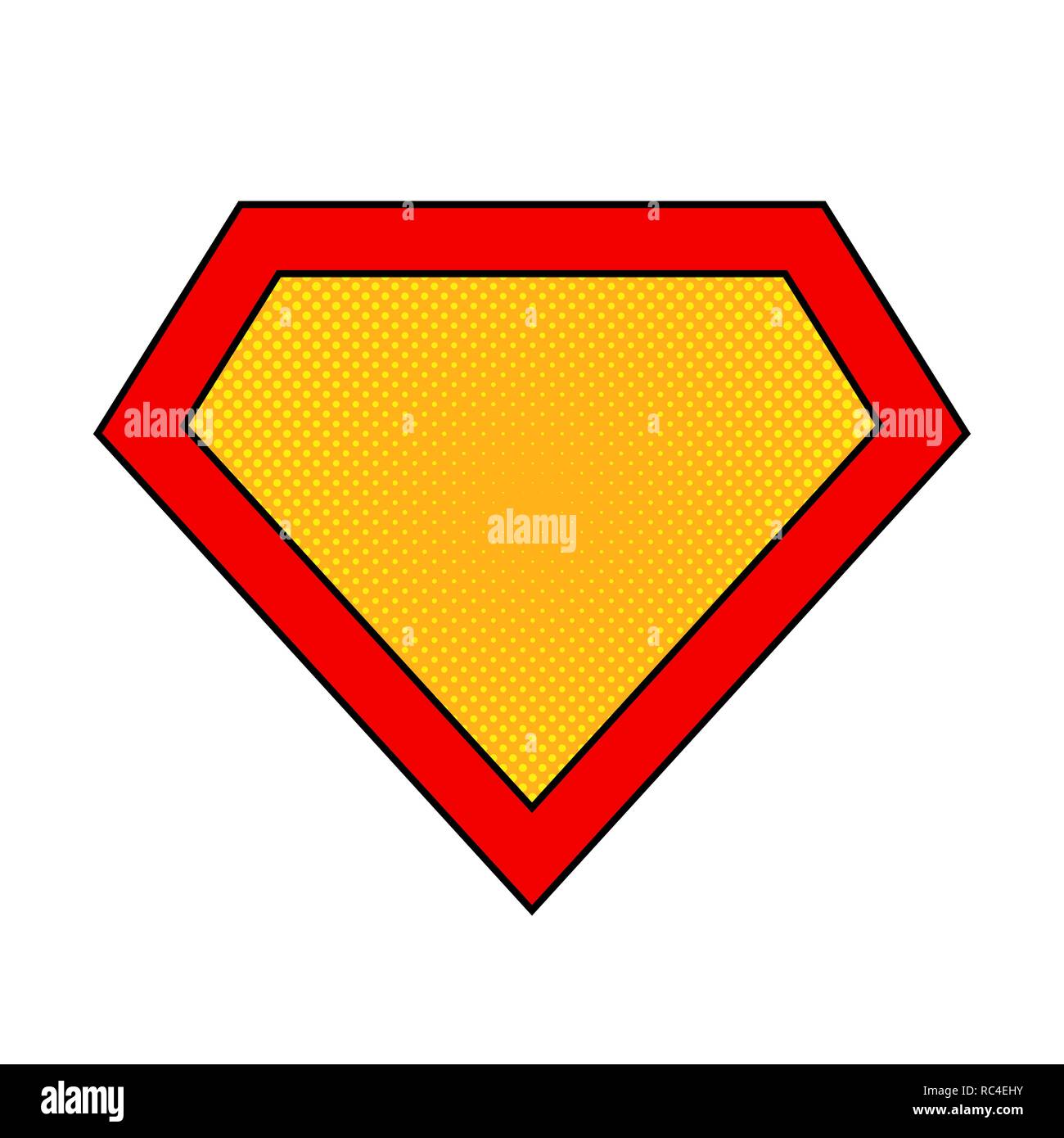 Bright superhero color logo with halftone effect, on white background. Vector illustration. Stock Vector