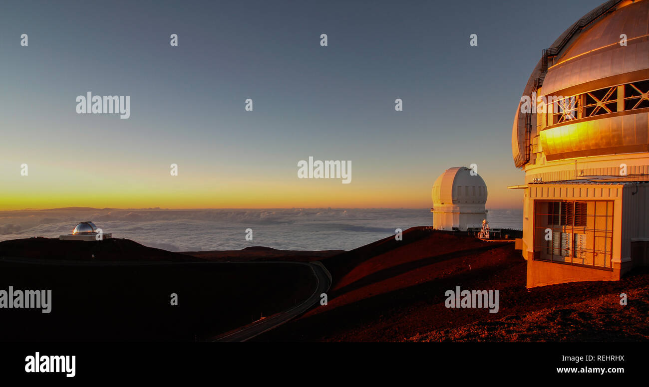 Sunset at Mauna Kea Mountain Hawaii Stock Photo