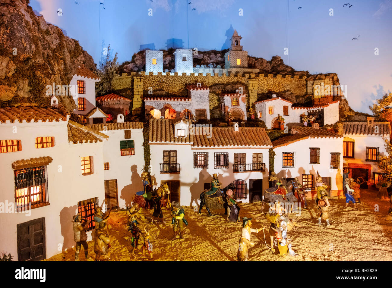 Bethlehem Christmas Nativity portal. Old town monumental city of Antequera, Malaga province. Andalusia, Southern Spain. Europe Stock Photo