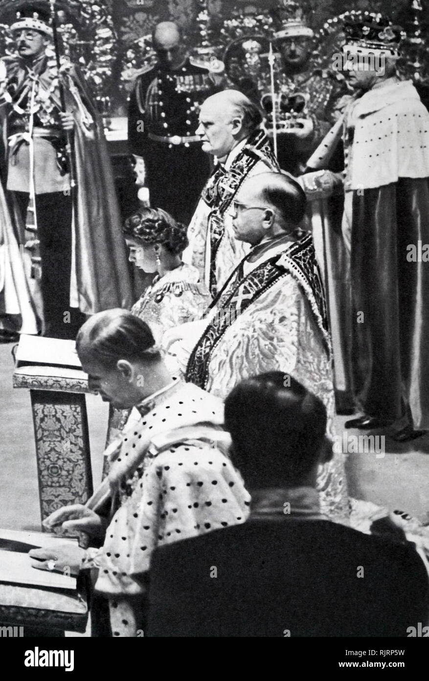 Queen Elizabeth II during her coronation. 1953&#13;&#10; Stock Photo